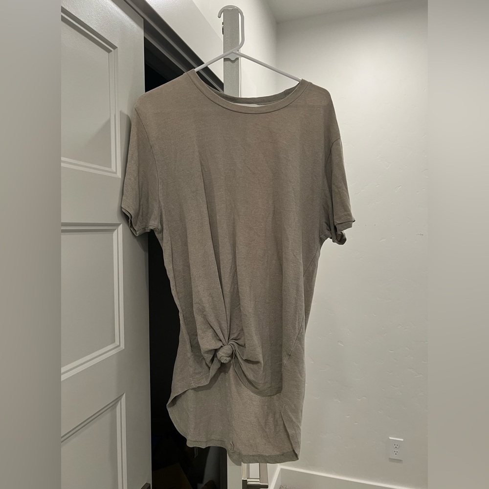 MNML Brown Tie Front Short Sleeve Tee